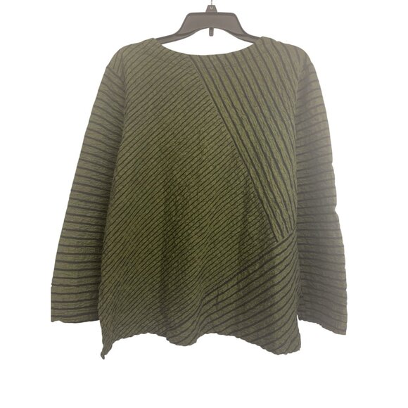 Habit Green Boxy Cotton Strip Lightweight Blouse Top Size L - Picture 5 of 10